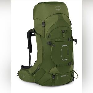 Men’s Osprey Aether 65 Pack Hiking Backpack Garlic Mustard Green